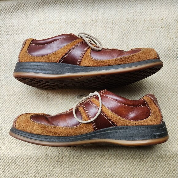 ECCO Yak 37504 Brown Beige Leather Sneakers Shoes Mens Size 43 US 9.5 10 Used - Picture 2 of 11